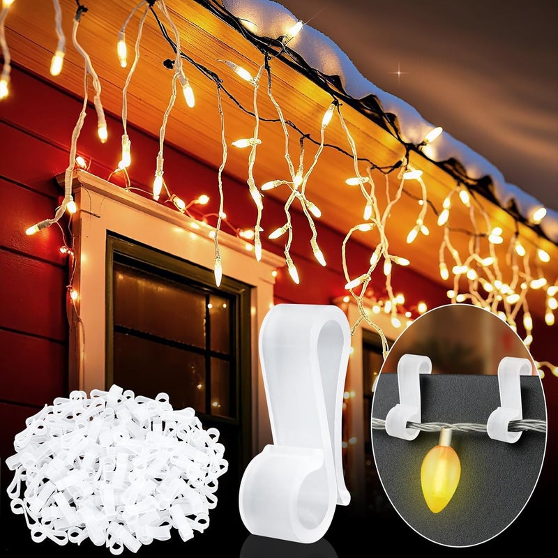 SelfTek 120 PCS Christmas Light Clips Outdoor, Gutter Clips for Hanging Outdoor Lights, Gutter Hooks Hanging String Lamp Holder Mount to Shingles for Roofline, House, Xmas Tree Decor (White) - Image 1